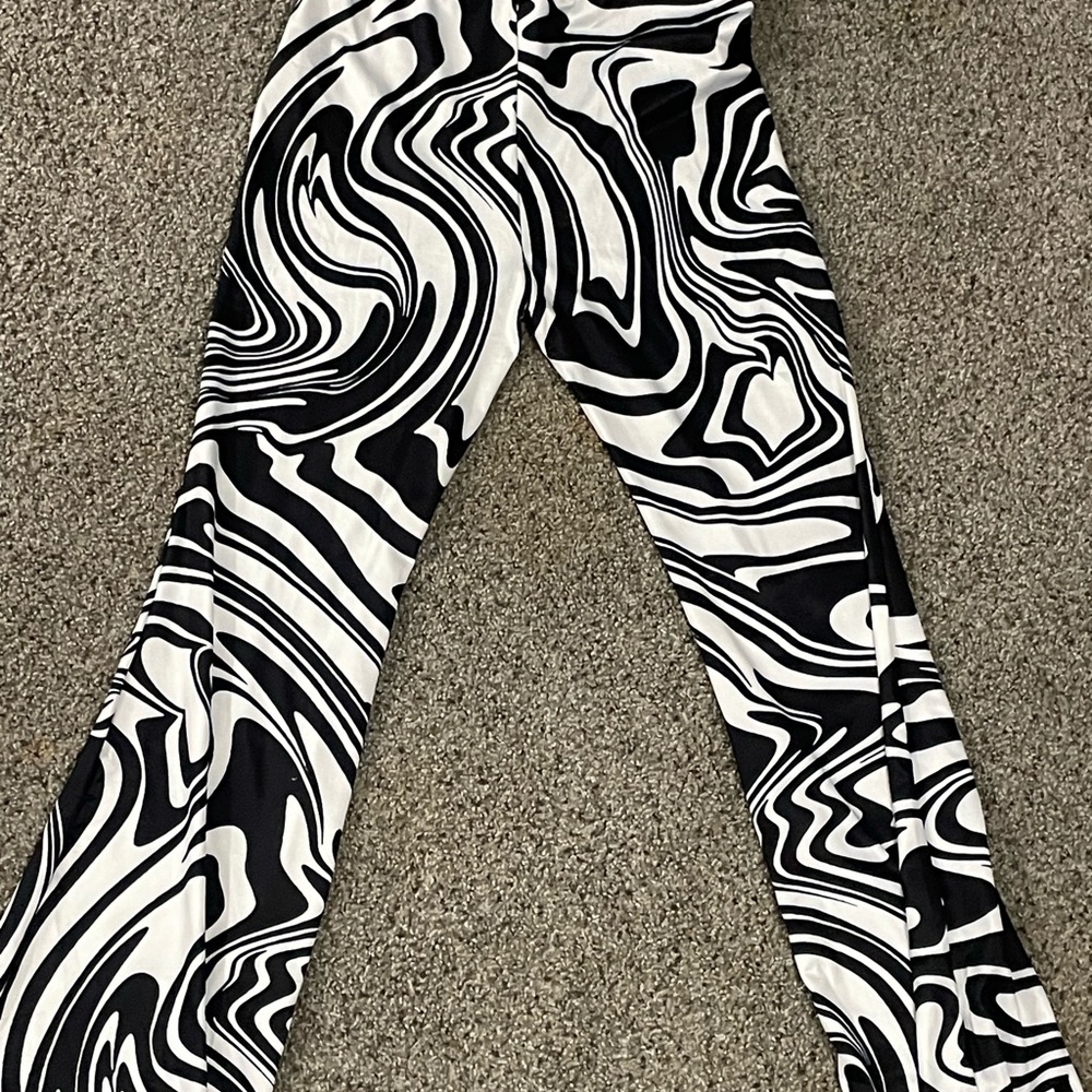 Monochrome Swirl Flare Pants